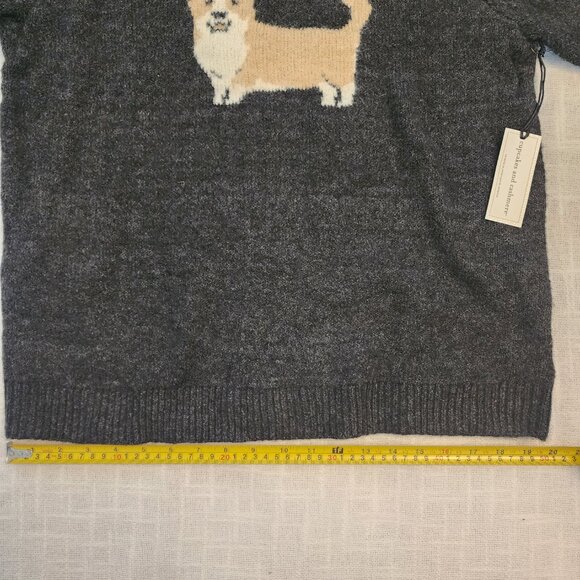 NWT Cupcakes and Cashmere W L Crewneck Sweater Dk Gray- Corgi Wearing Crown A275 - Picture 8 of 10
